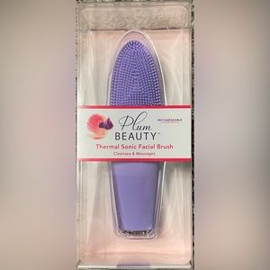 NEW~PLUM BEAUTY THERMAL SONIC FACIAL CLEANSING BRUSH~PURPLE~RECHARGEABLE
